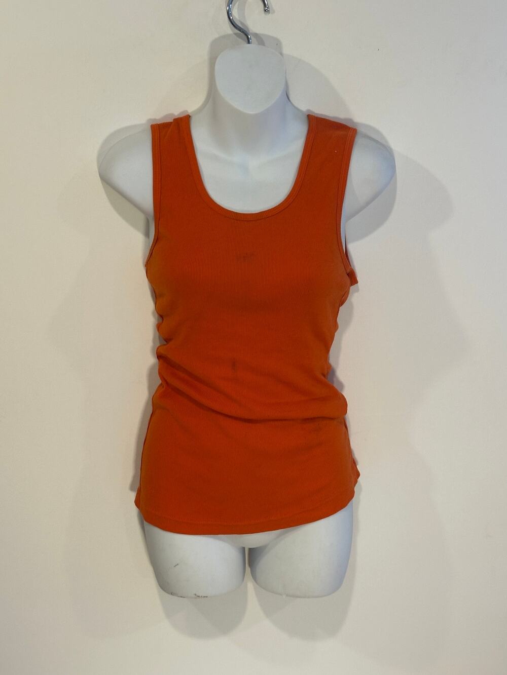 Kavio Biker Ribbed Tank Top Keep Calm and Ride On Graphic Orange Womens Large